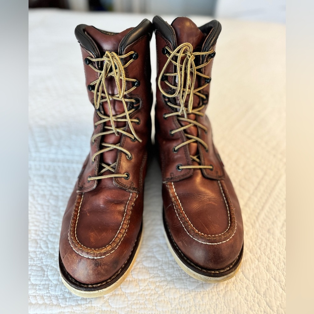 Red Wing Leather Boots #411 8-inch Waterproof Soft Toe Size 12 E2 Slip Resistant - Picture 5 of 14